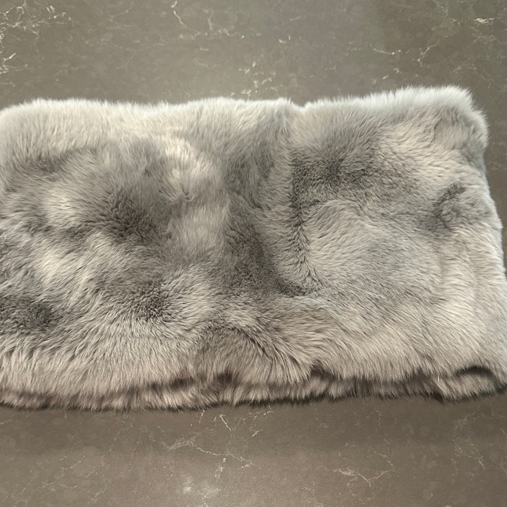MICHAEL Michael Kors Gray Faux Fur one piece snood scarf. Real rabbit fur